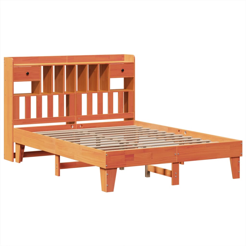vidaXL Cadru de pat fără saltea, maro ceruit 140x200 cm lemn masiv pin vidaXL Cadru de pat fără saltea, maro ceruit 140x200 cm lemn masiv pin