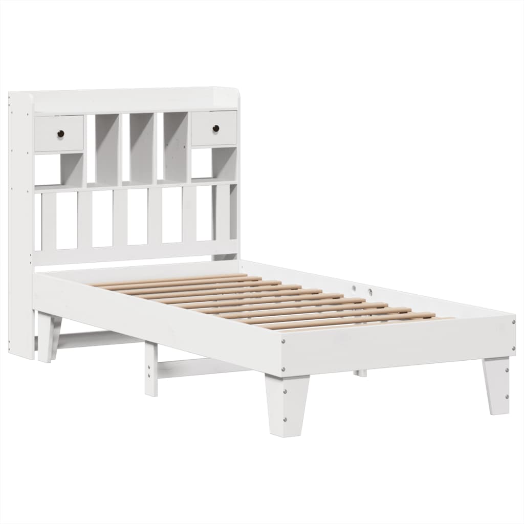 vidaXL Cadru de pat fără saltea, alb, 75x190 cm, lemn masiv de pin