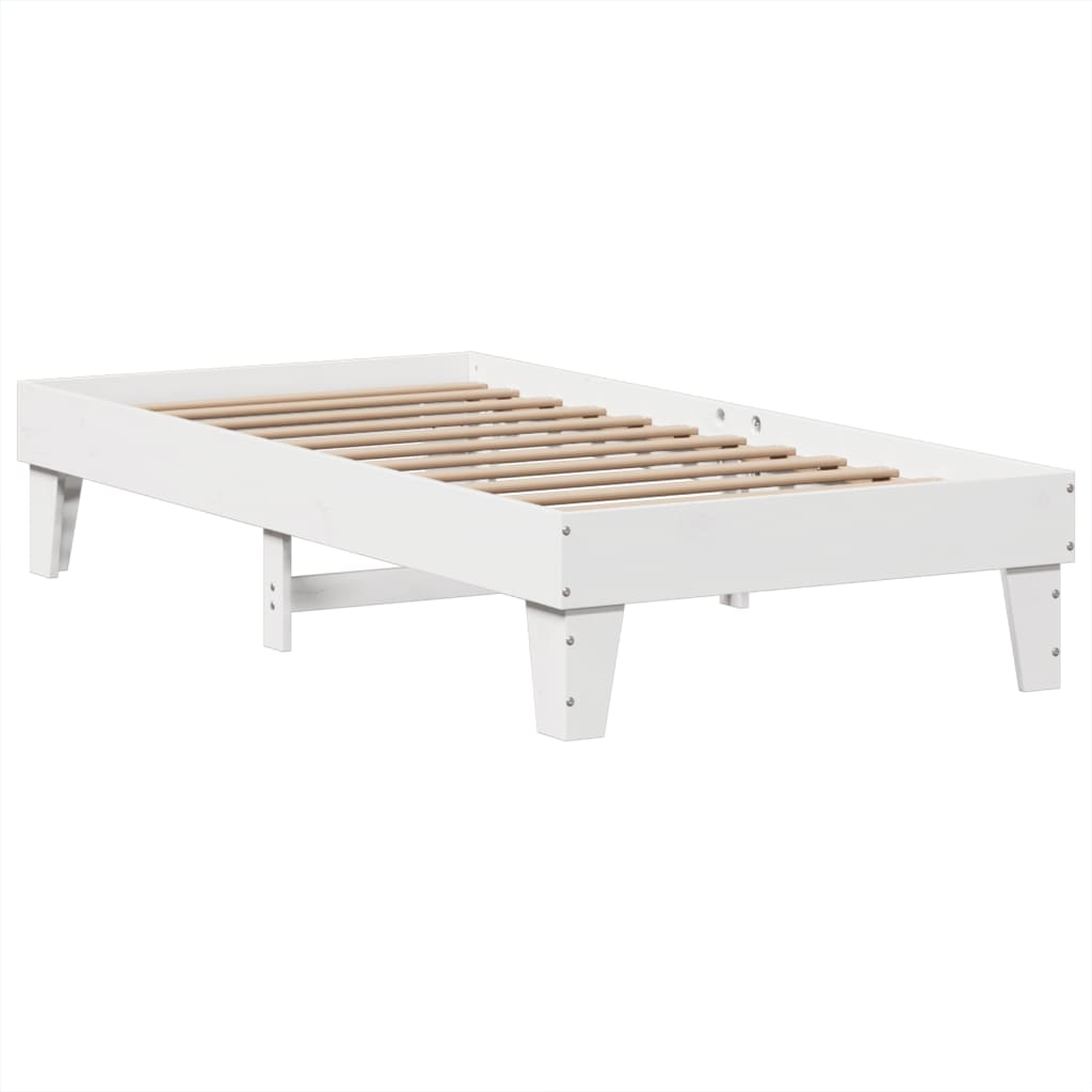 vidaXL Cadru de pat fără saltea, alb, 75x190 cm, lemn masiv de pin