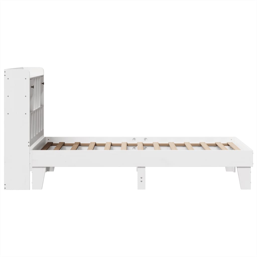 vidaXL Cadru de pat fără saltea, alb, 75x190 cm, lemn masiv de pin