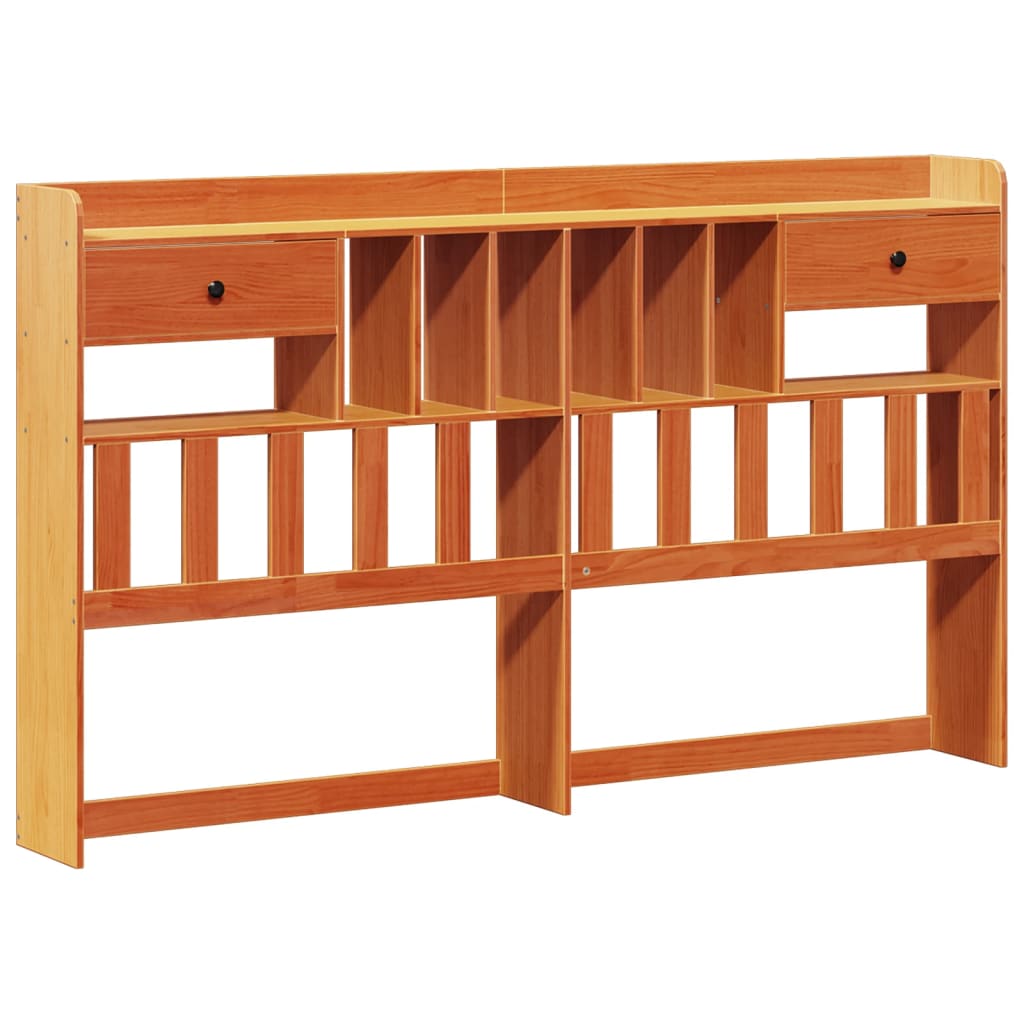 vidaXL Pat cu bibliotecă fără saltea maro 180x200 cm lemn masiv de pin