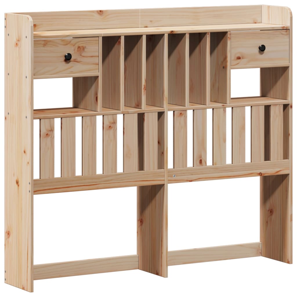 vidaXL Pat cu bibliotecă fără saltea, 135x190 cm, lemn masiv de pin vidaXL Pat cu bibliotecă fără saltea, 135x190 cm, lemn masiv de pin