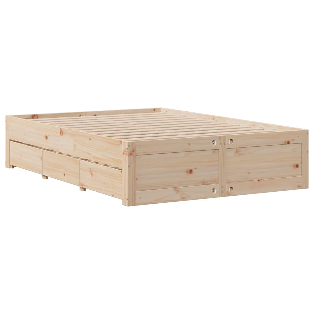 vidaXL Pat cu bibliotecă fără saltea, 160x200 cm, lemn masiv de pin