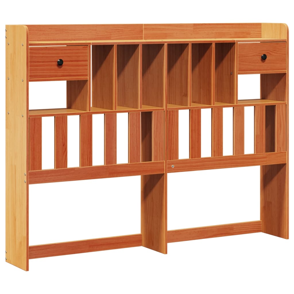 vidaXL Pat cu bibliotecă fără saltea maro 150x200 cm lemn masiv de pin