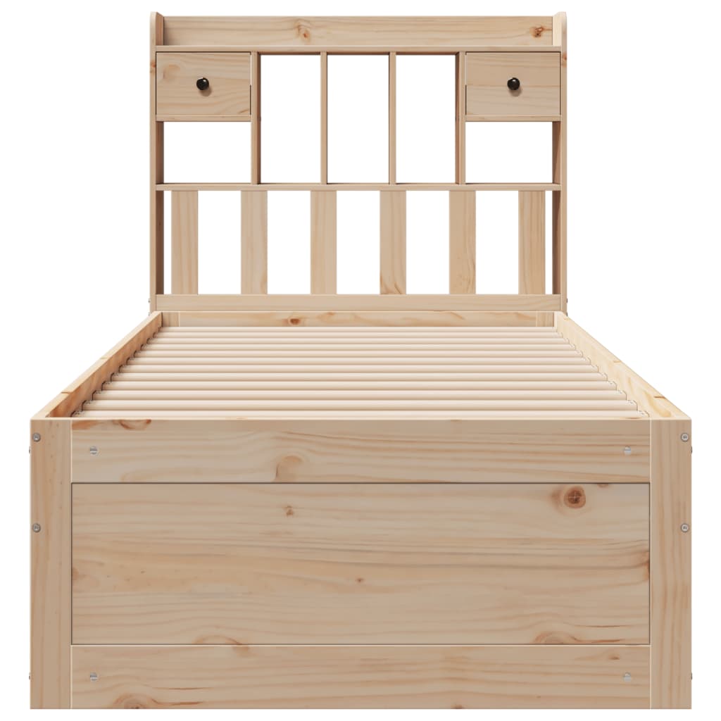 vidaXL Pat cu bibliotecă fără saltea, 90x190 cm, lemn masiv de pin vidaXL Pat cu bibliotecă fără saltea, 90x190 cm, lemn masiv de pin