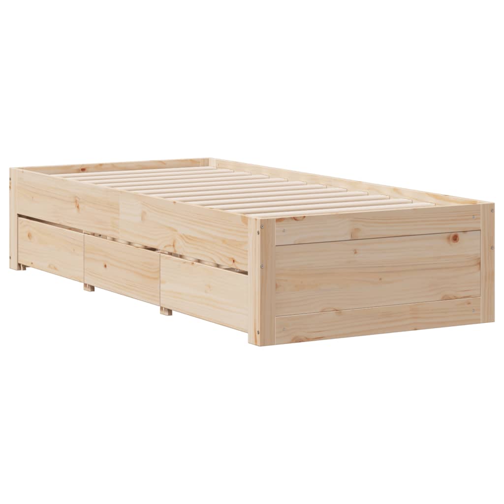 vidaXL Pat cu bibliotecă fără saltea, 75x190 cm, lemn masiv de pin