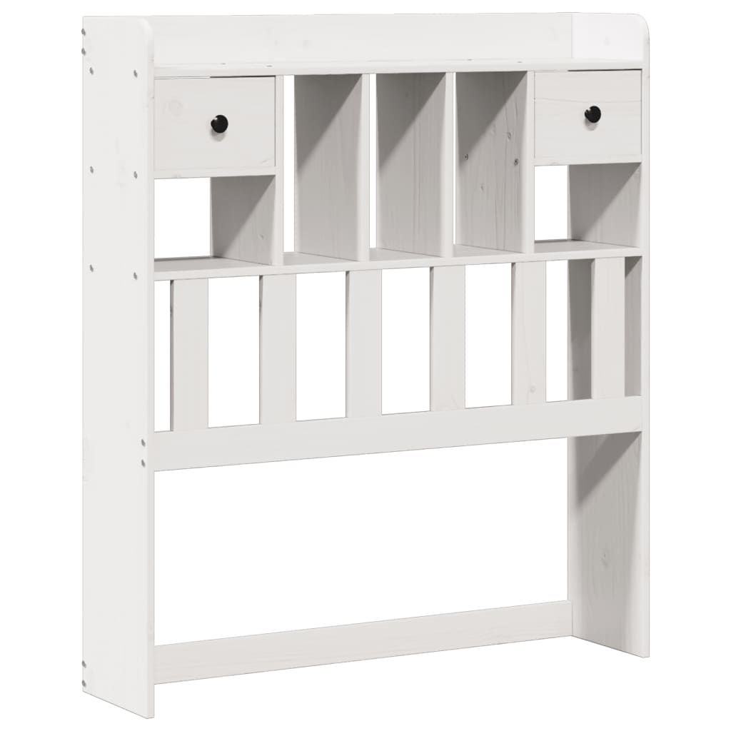 vidaXL Pat cu bibliotecă fără saltea, alb, 75x190 cm, lemn masiv pin