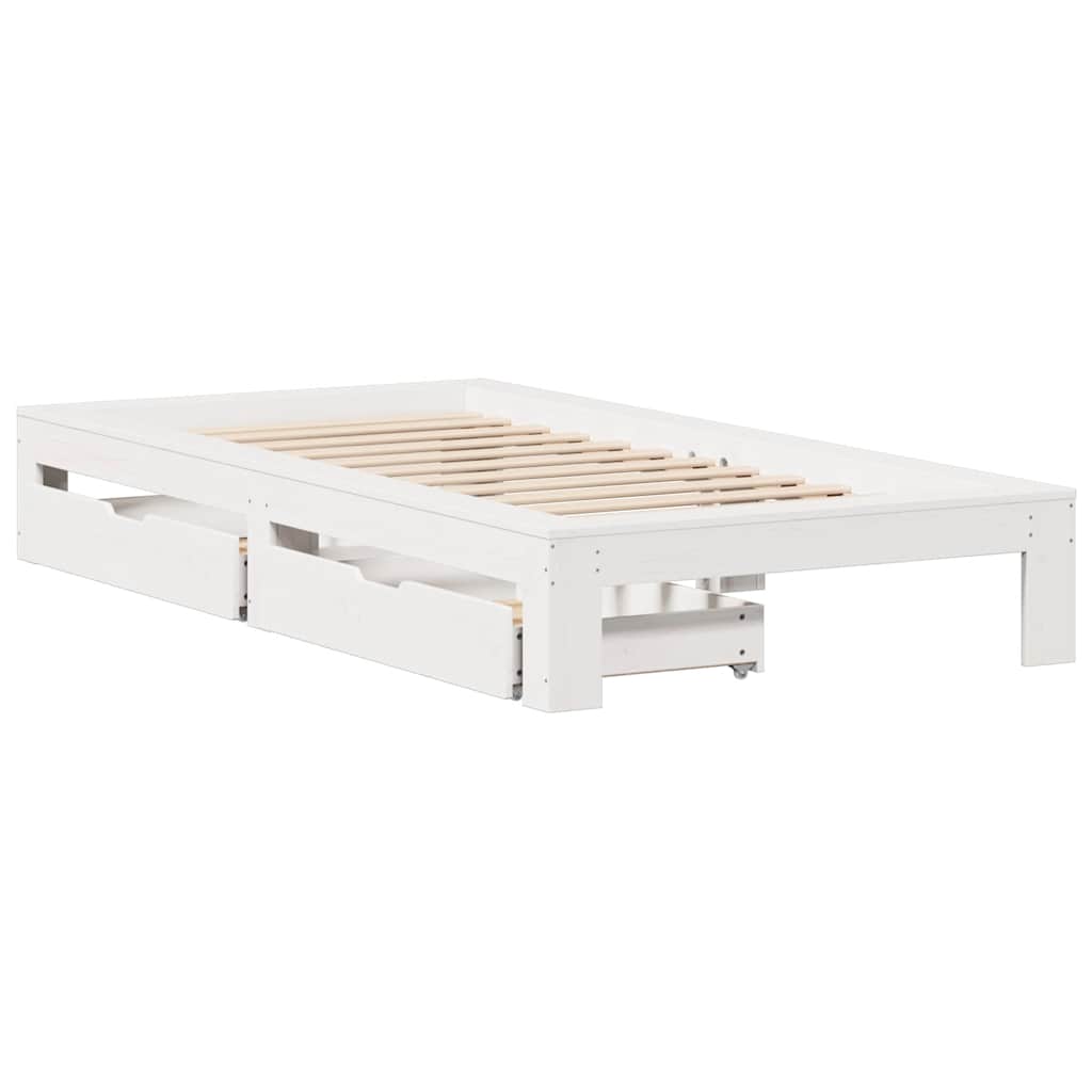 vidaXL Cadru de pat fără saltea, alb, 90x200 cm, lemn masiv pin