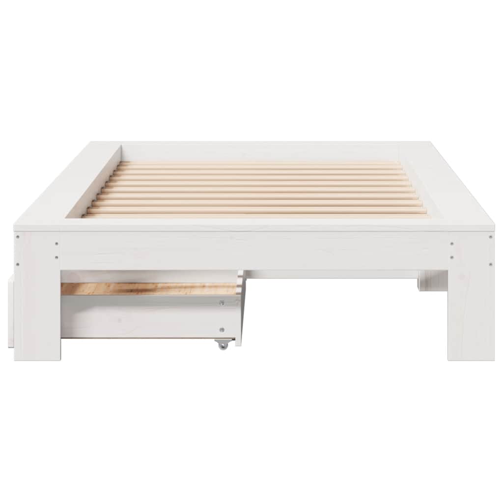 vidaXL Cadru de pat fără saltea, alb, 90x200 cm, lemn masiv pin