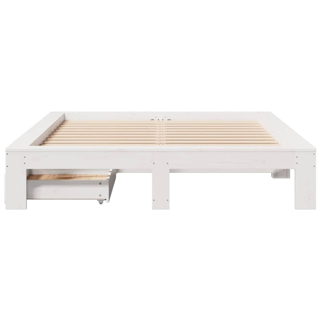 vidaXL Cadru de pat fără saltea, alb, 140x190 cm, lemn masiv de pin vidaXL Cadru de pat fără saltea, alb, 140x190 cm, lemn masiv de pin