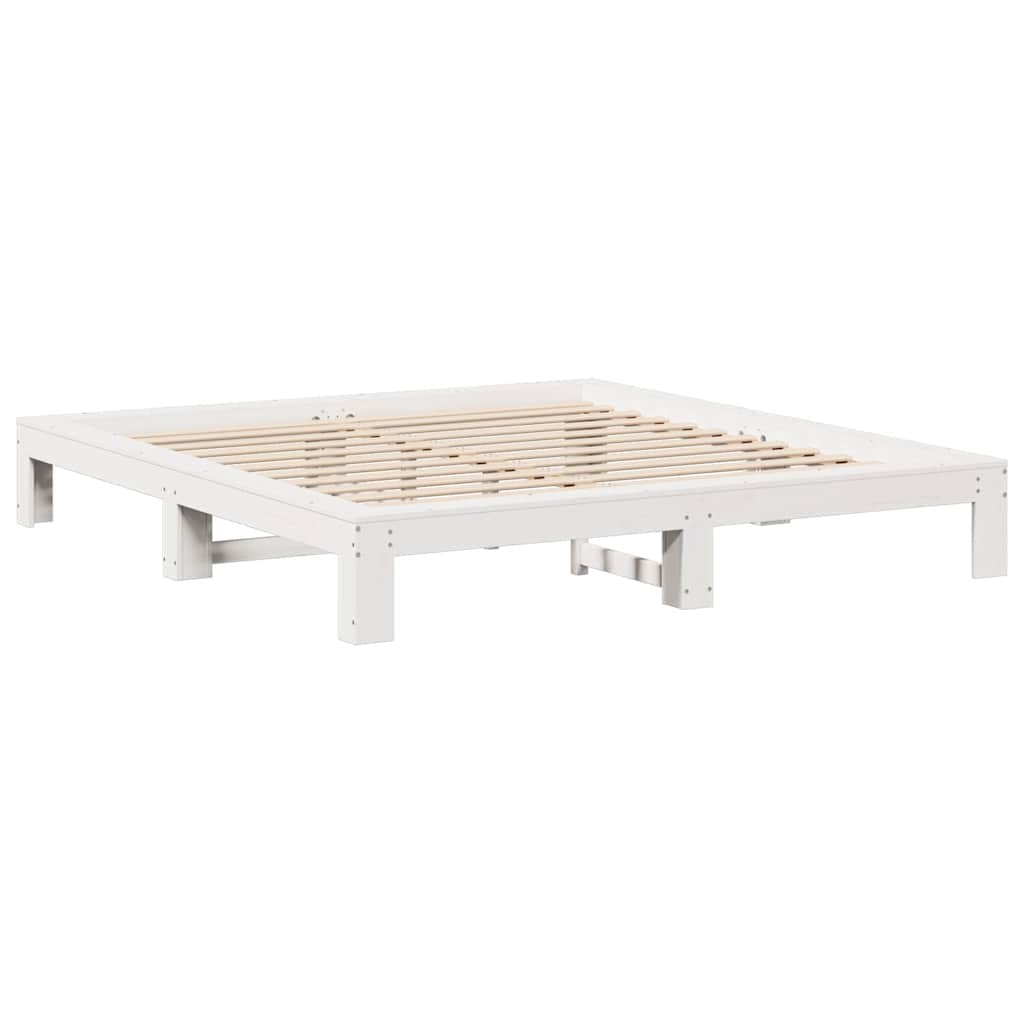 vidaXL Cadru de pat fără saltea, alb, 140x190 cm, lemn masiv de pin vidaXL Cadru de pat fără saltea, alb, 140x190 cm, lemn masiv de pin