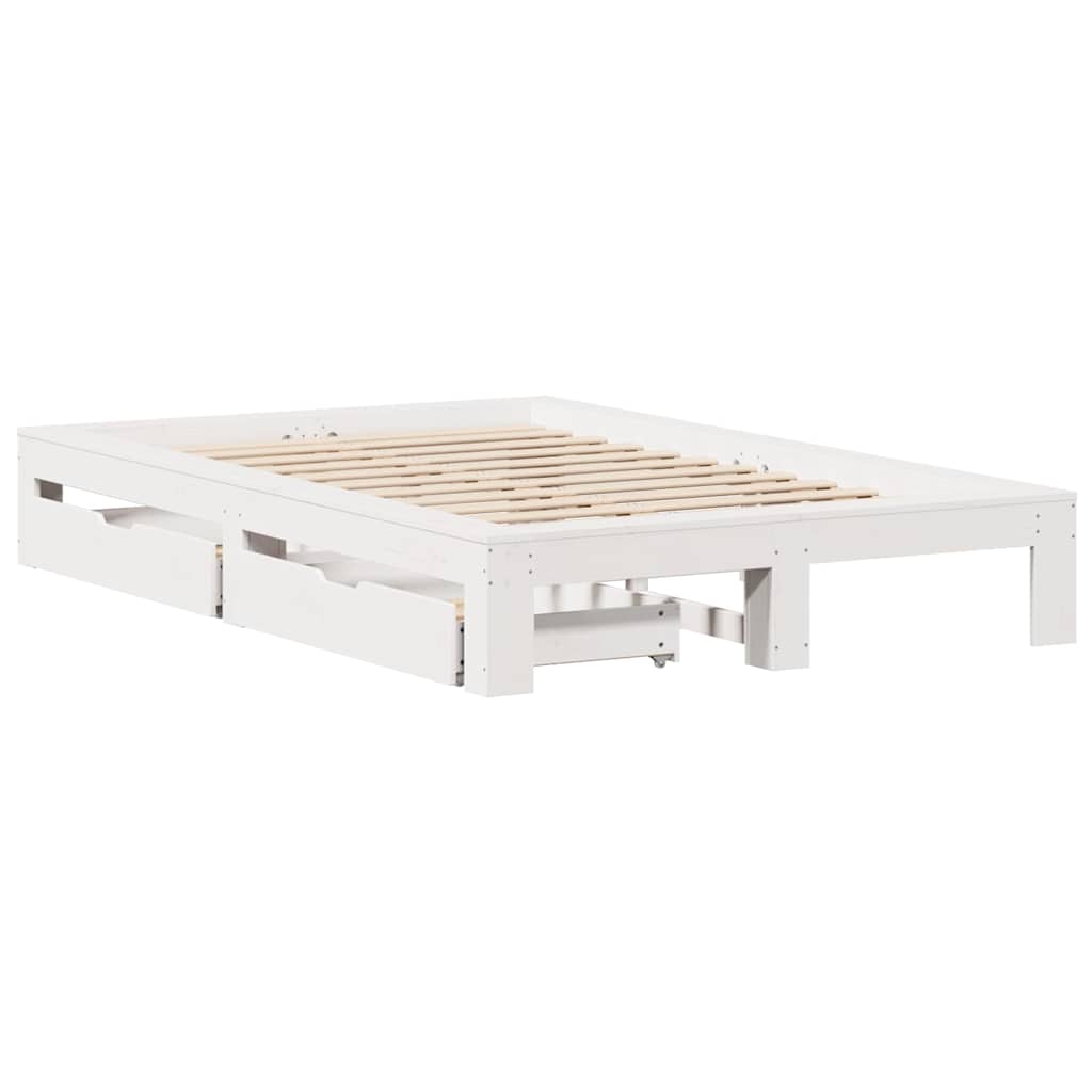 vidaXL Cadru de pat fără saltea, alb, 120x190 cm, lemn masiv pin