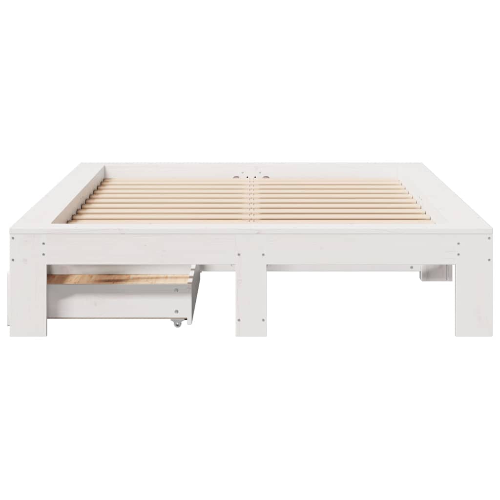 vidaXL Cadru de pat fără saltea, alb, 120x190 cm, lemn masiv pin