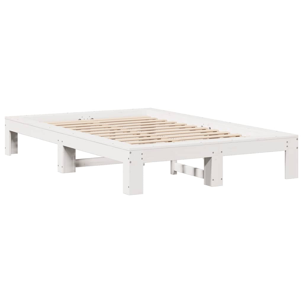 vidaXL Cadru de pat fără saltea, alb, 120x190 cm, lemn masiv pin