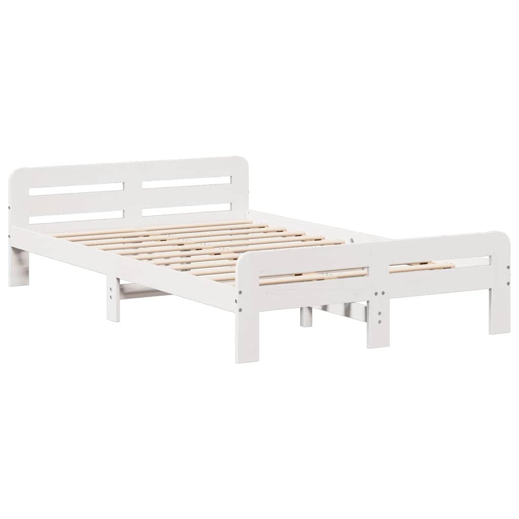 vidaXL Cadru de pat fără saltea, alb, 120x190 cm, lemn masiv pin