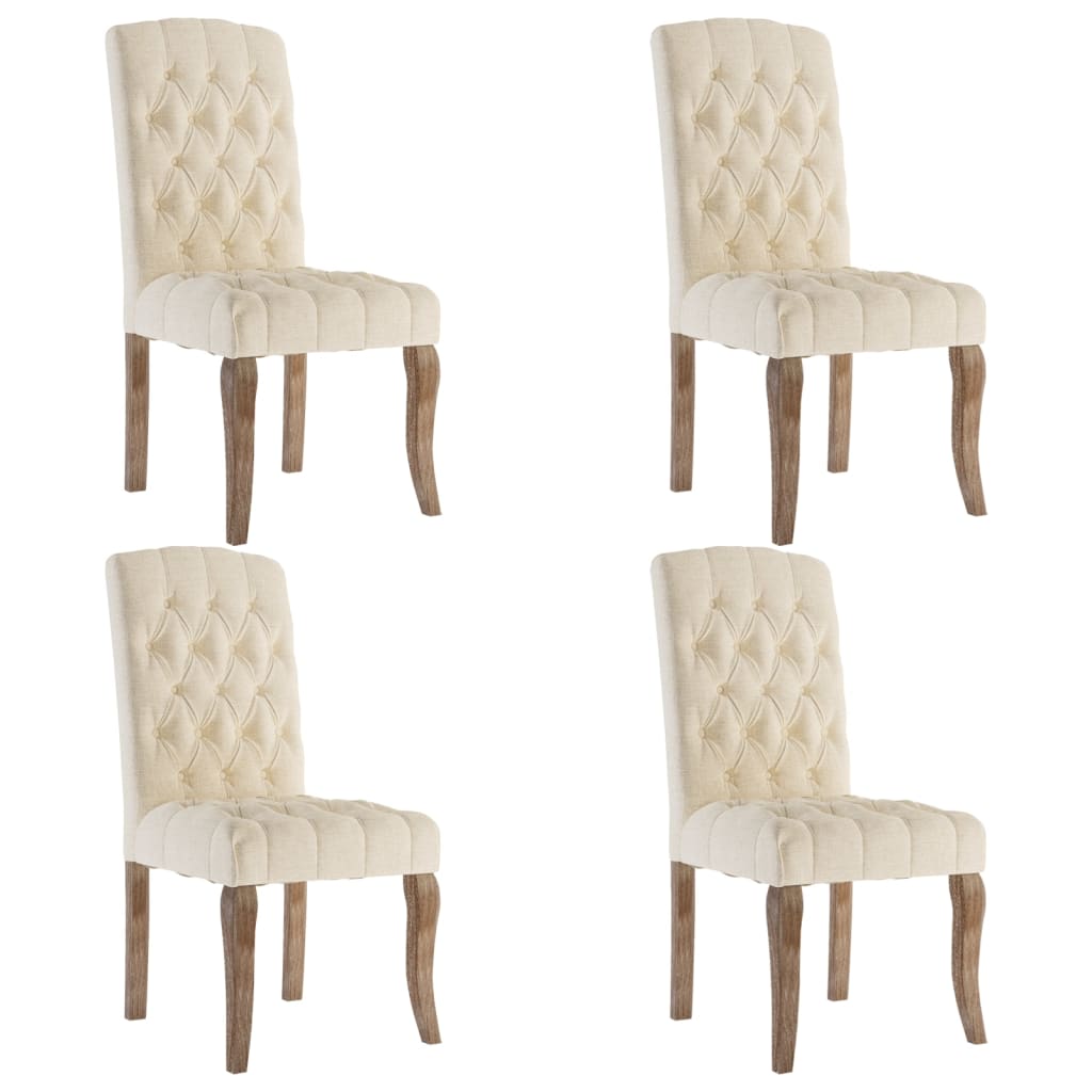 vidaXL Scaune de bucătărie, 4 buc., bej, textil cu aspect de pânză
