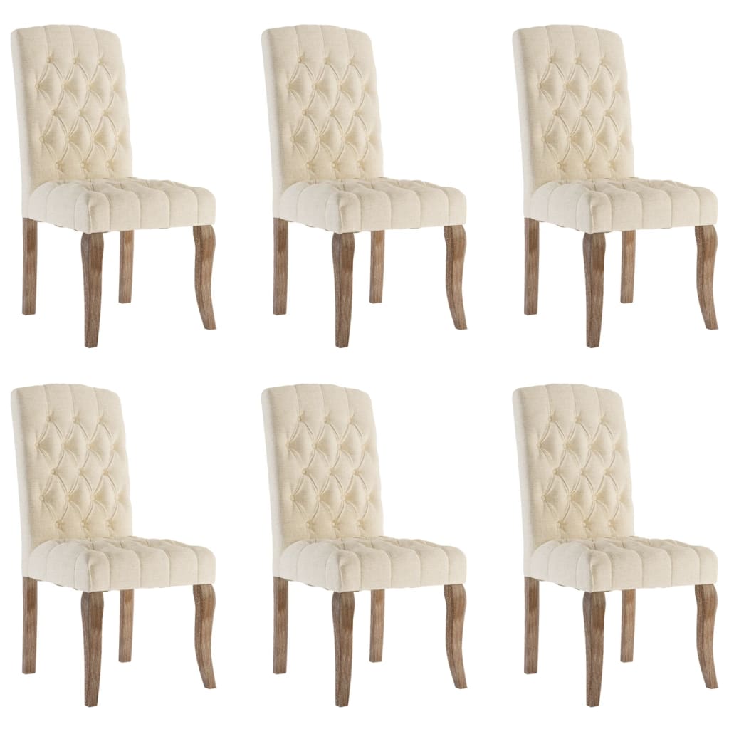 vidaXL Scaune de bucătărie, 6 buc., bej, textil cu aspect de pânză vidaXL Scaune de bucătărie, 6 buc., bej, textil cu aspect de pânză