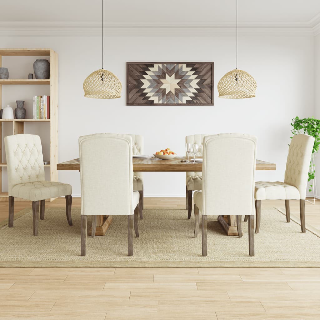 vidaXL Scaune de bucătărie, 6 buc., bej, textil cu aspect de pânză vidaXL Scaune de bucătărie, 6 buc., bej, textil cu aspect de pânză