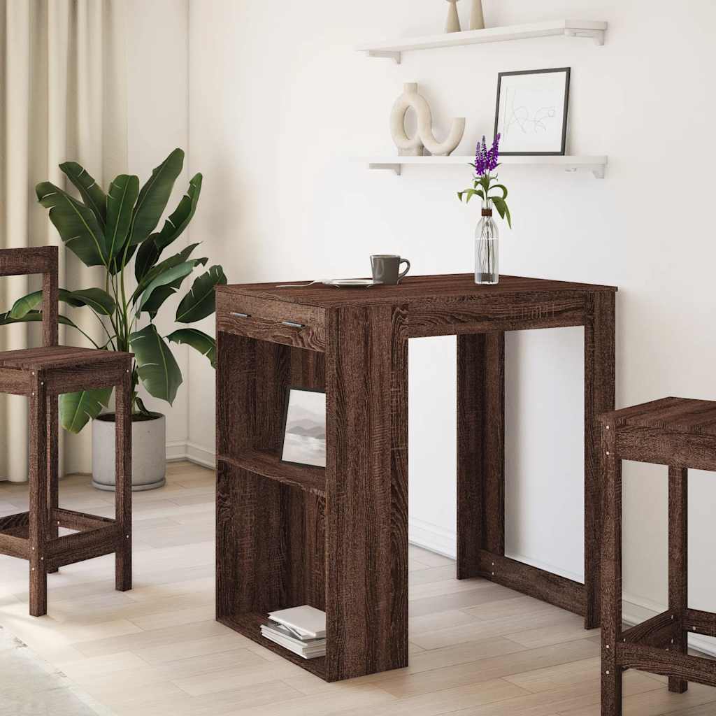 vidaXL Masă de bar, stejar maro, 102x70x103,5 cm, lemn prelucrat