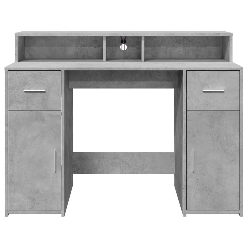 vidaXL Birou cu lumini LED, gri beton, 120x55x91 cm, lemn prelucrat vidaXL Birou cu lumini LED, gri beton, 120x55x91 cm, lemn prelucrat