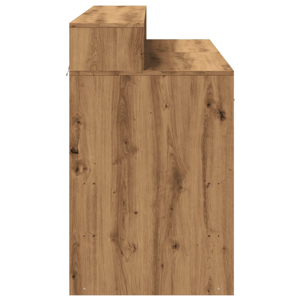 vidaXL Birou cu lumini LED stejar artizanal 120x55x91cm lemn prelucrat vidaXL Birou cu lumini LED stejar artizanal 120x55x91cm lemn prelucrat