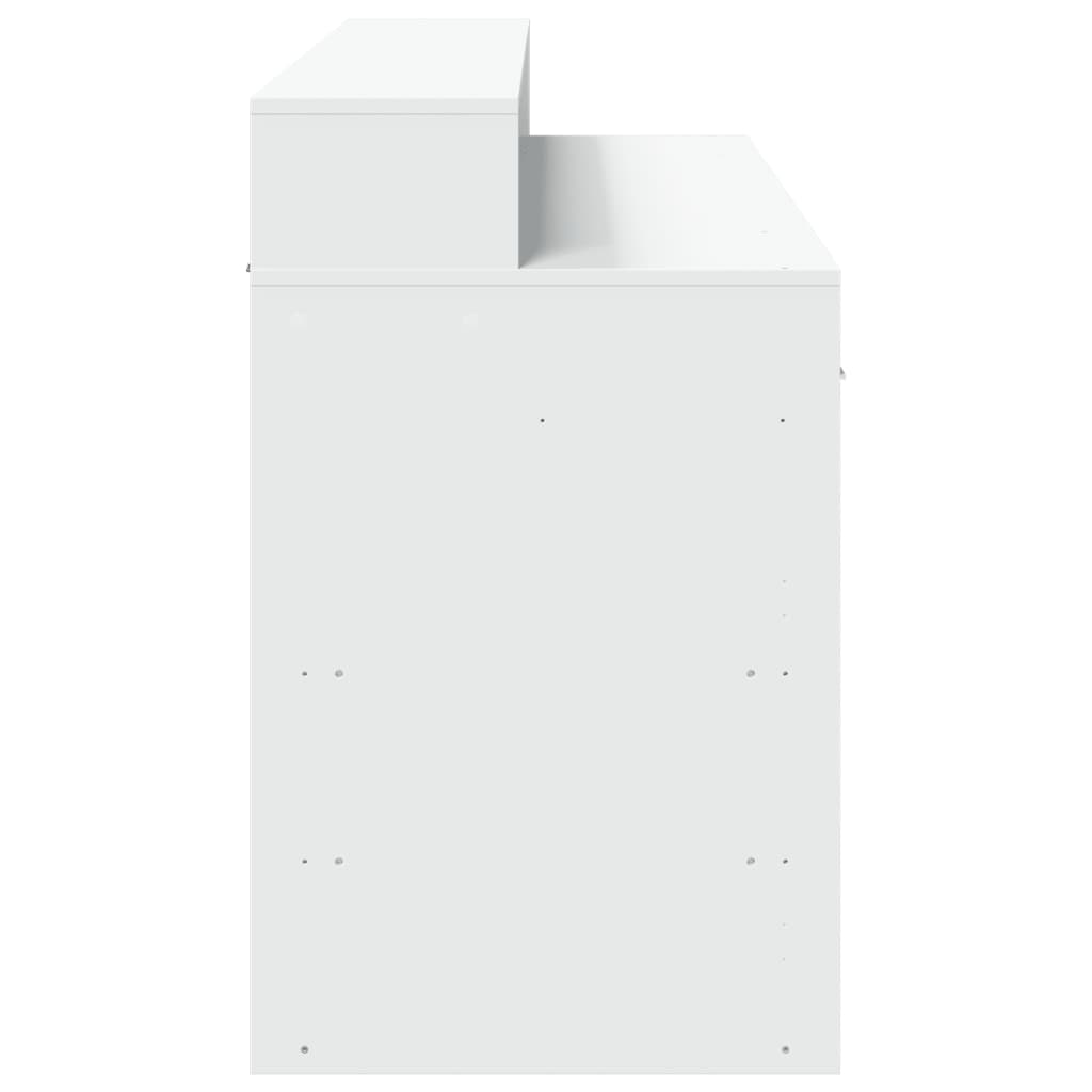 vidaXL Birou cu lumini LED, alb, 140x55x91 cm, lemn prelucrat vidaXL Birou cu lumini LED, alb, 140x55x91 cm, lemn prelucrat