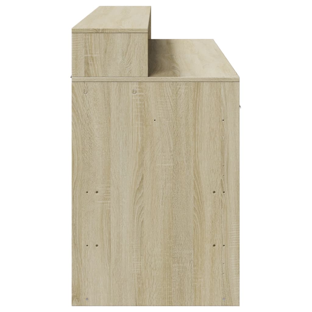 vidaXL Birou cu lumini LED stejar sonoma, 140x55x91 cm, lemn prelucrat vidaXL Birou cu lumini LED stejar sonoma, 140x55x91 cm, lemn prelucrat