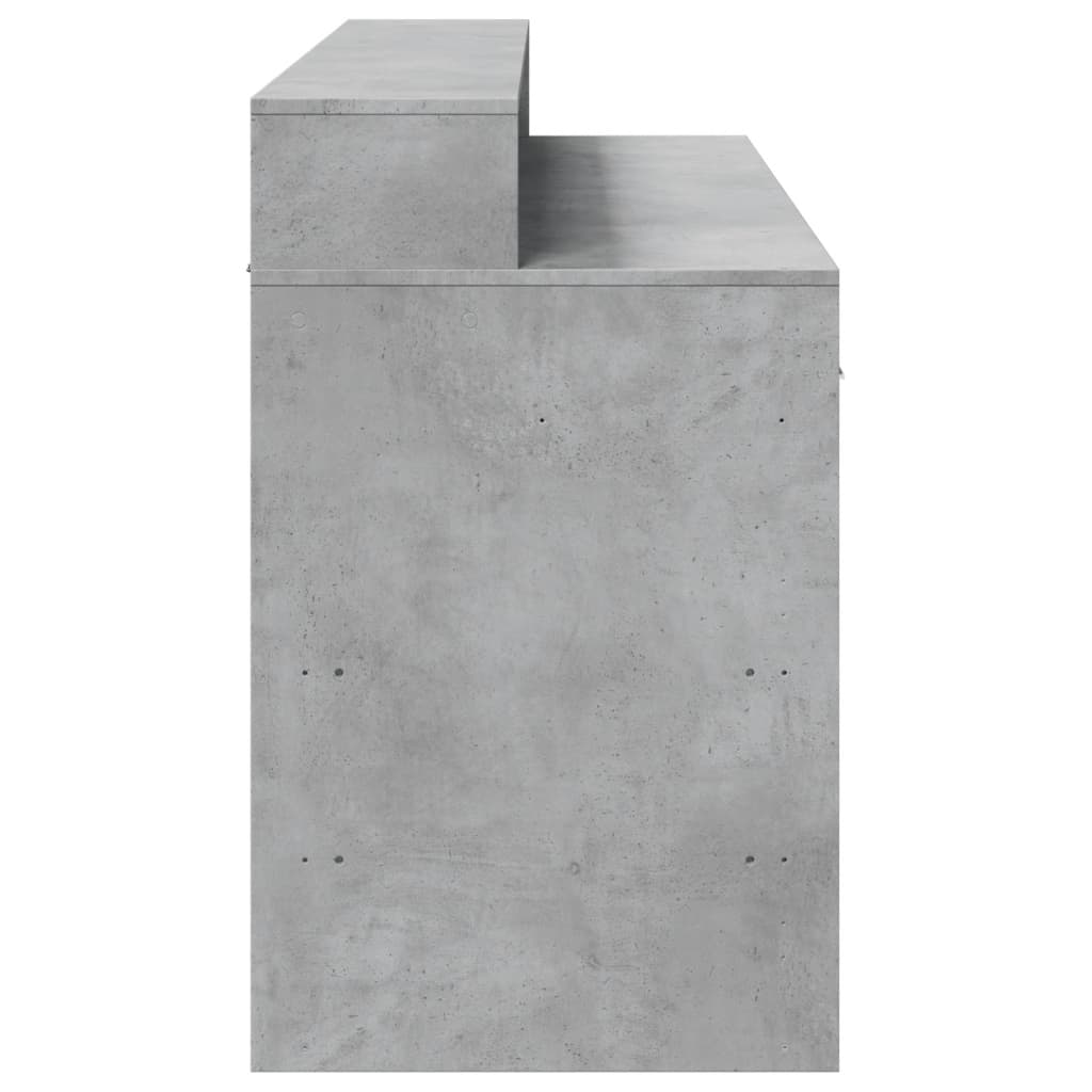 vidaXL Birou cu lumini LED, gri beton, 140x55x91 cm, lemn prelucrat vidaXL Birou cu lumini LED, gri beton, 140x55x91 cm, lemn prelucrat