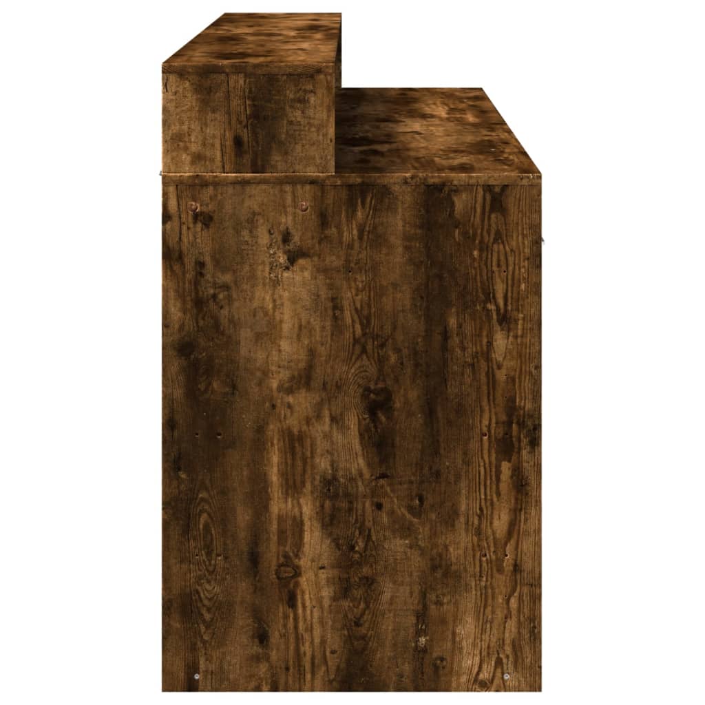 vidaXL Birou cu lumini LED stejar fumuriu 140x55x91 cm lemn prelucrat vidaXL Birou cu lumini LED stejar fumuriu 140x55x91 cm lemn prelucrat