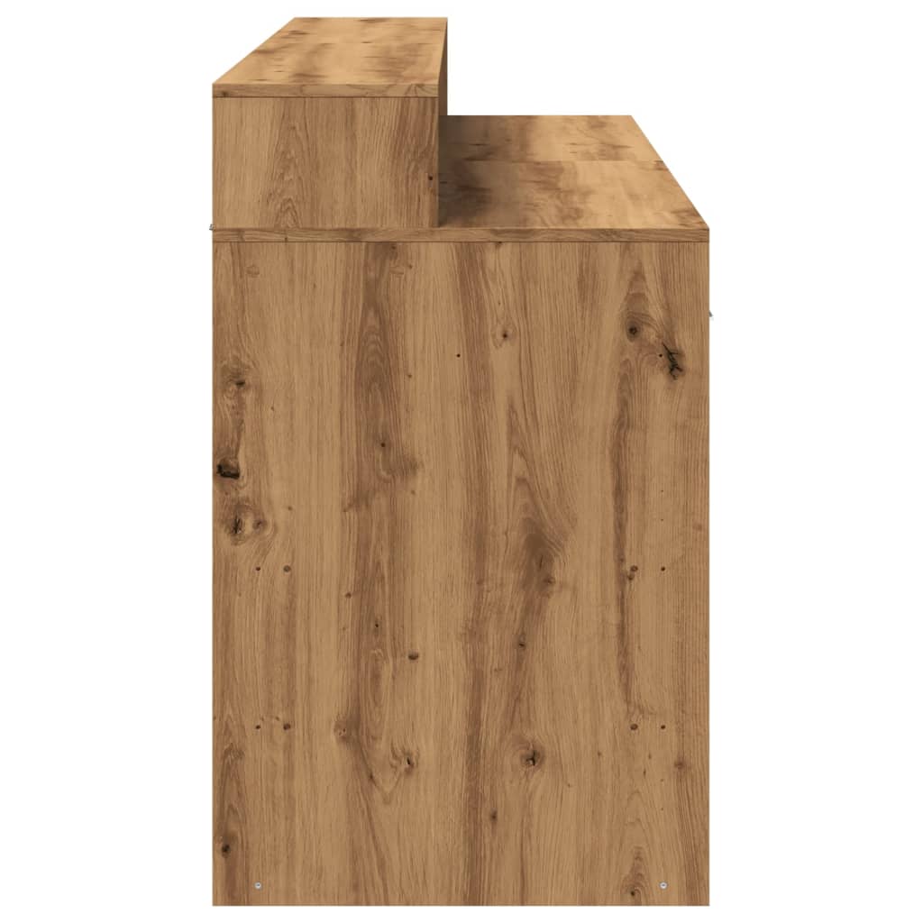 vidaXL Birou cu lumini LED stejar artizanal 140x55x91cm lemn prelucrat vidaXL Birou cu lumini LED stejar artizanal 140x55x91cm lemn prelucrat