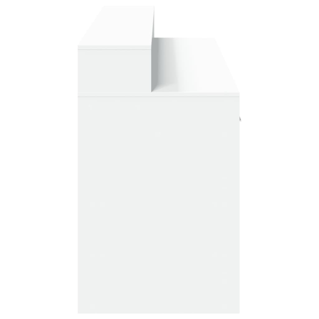 vidaXL Birou cu lumini LED, alb, 160x55x91 cm, lemn prelucrat vidaXL Birou cu lumini LED, alb, 160x55x91 cm, lemn prelucrat