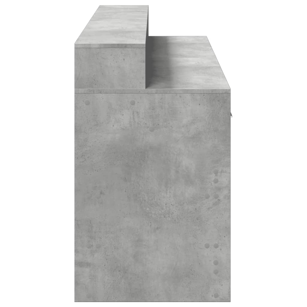 vidaXL Birou cu lumini LED, gri beton, 160x55x91 cm, lemn prelucrat vidaXL Birou cu lumini LED, gri beton, 160x55x91 cm, lemn prelucrat