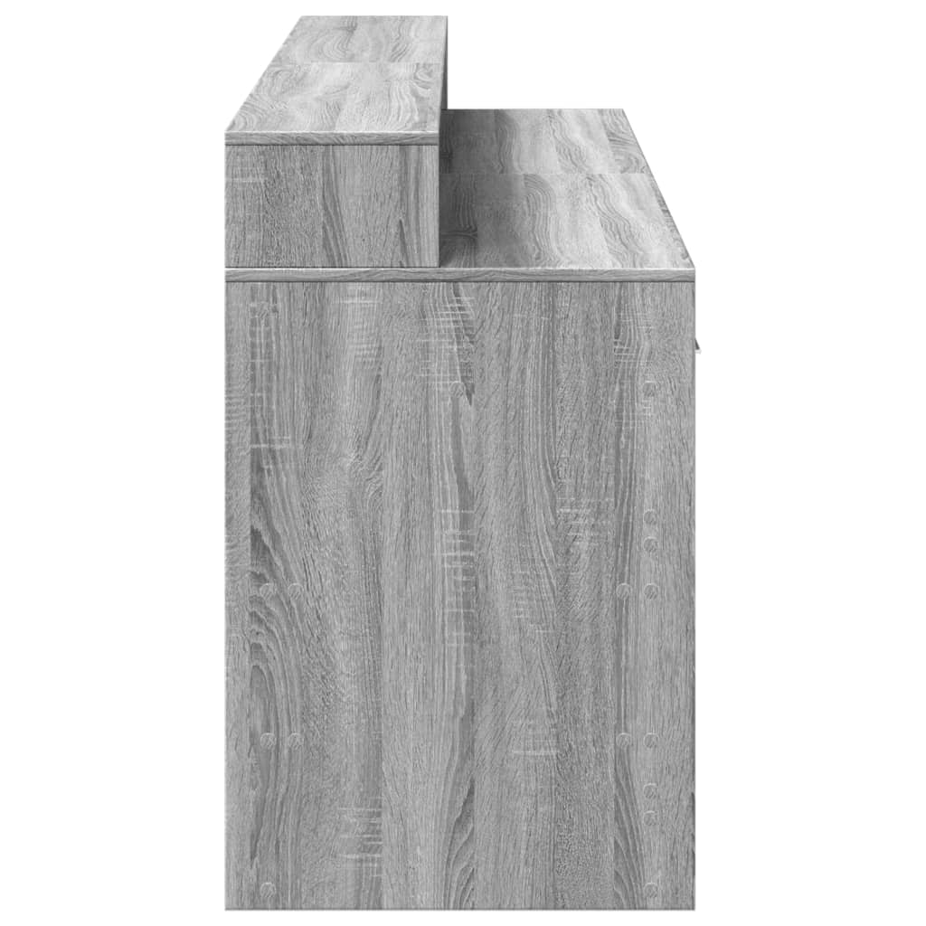 vidaXL Birou cu lumini LED, gri sonoma, 160x55x91 cm, lemn prelucrat