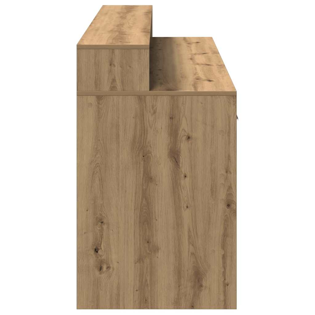 vidaXL Birou cu lumini LED stejar artizanal 160x55x91cm lemn prelucrat vidaXL Birou cu lumini LED stejar artizanal 160x55x91cm lemn prelucrat