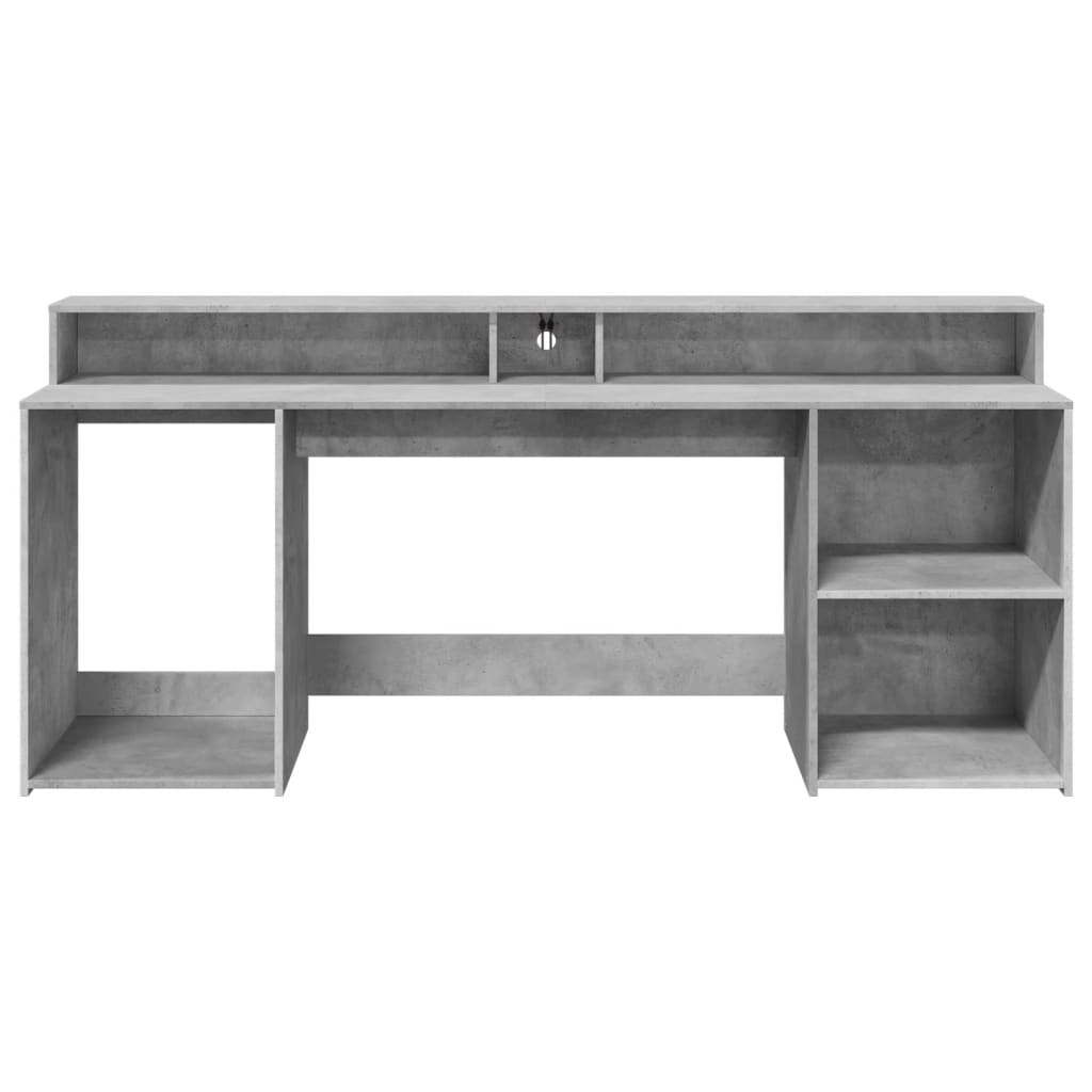 vidaXL Birou cu lumini LED, gri beton, 200x55x91 cm, lemn prelucrat vidaXL Birou cu lumini LED, gri beton, 200x55x91 cm, lemn prelucrat