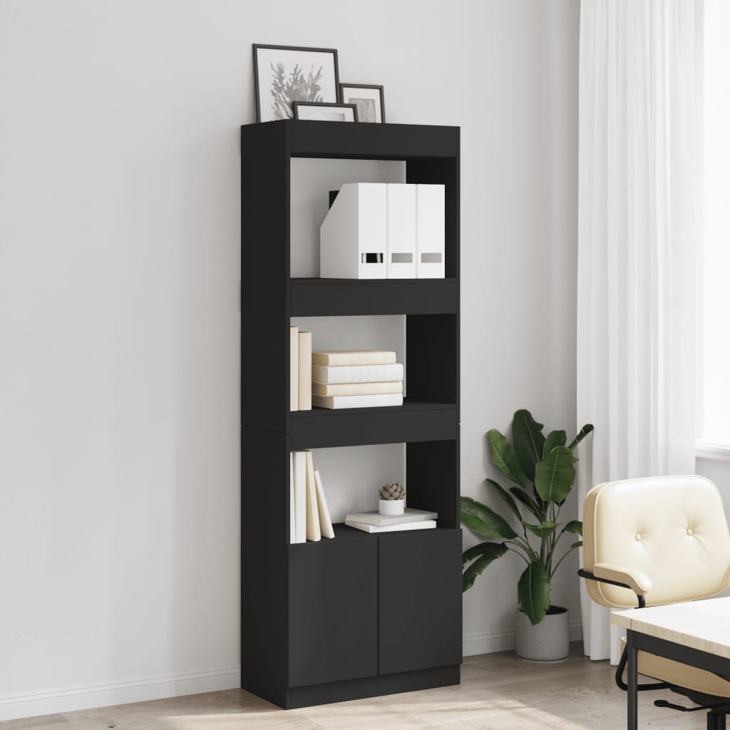 vidaXL Dulap înalt, negru, 63x33x180 cm, lemn prelucrat vidaXL Dulap înalt, negru, 63x33x180 cm, lemn prelucrat