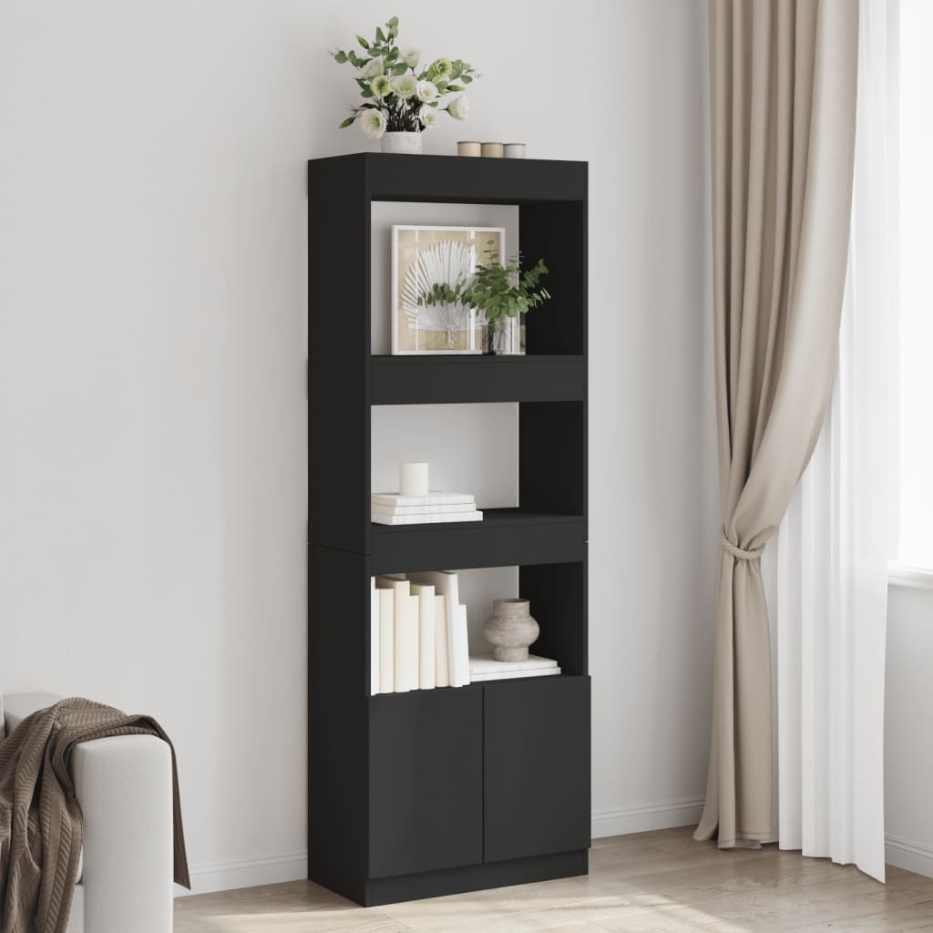 vidaXL Dulap înalt, negru, 63x33x180 cm, lemn prelucrat vidaXL Dulap înalt, negru, 63x33x180 cm, lemn prelucrat