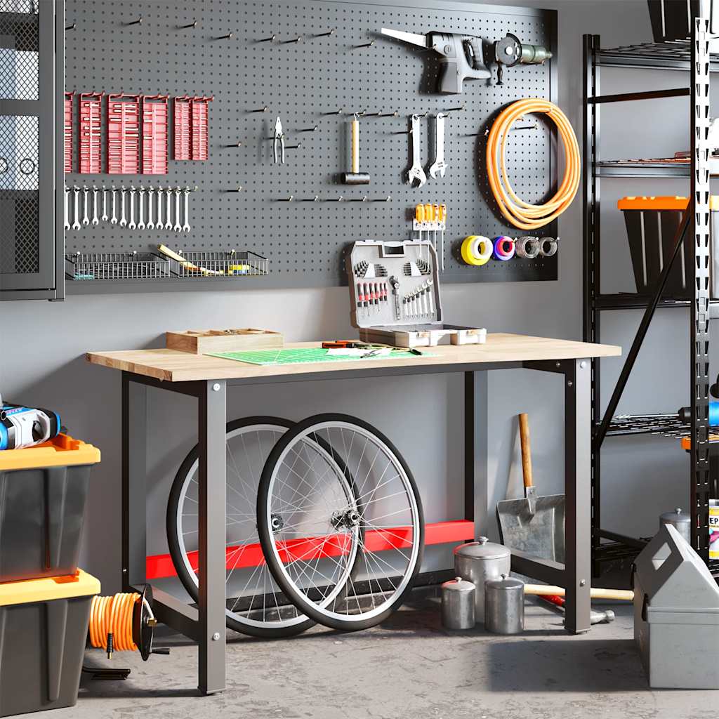 vidaXL Banc lucru 140x60x81,5 cm lemn masiv stejar