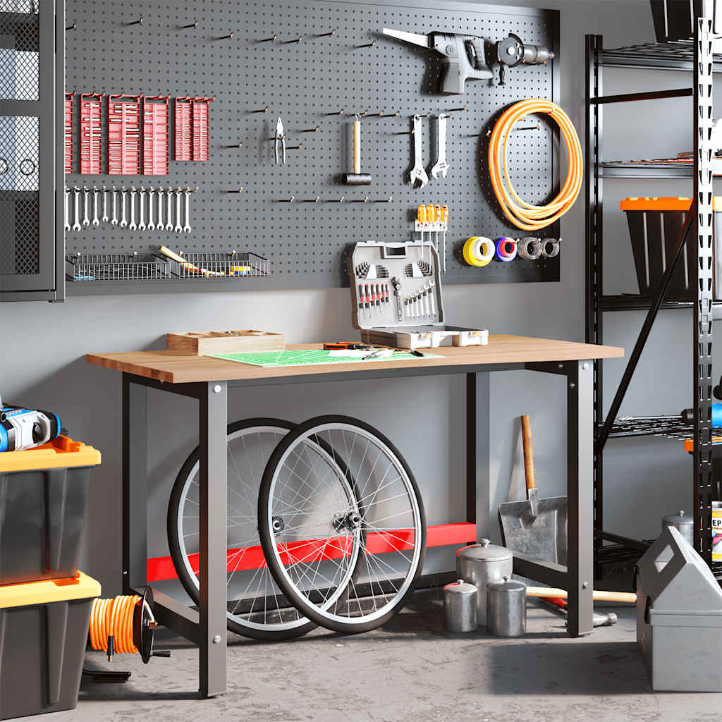 vidaXL Banc lucru maro deschis 140x60x81,5 cm lemn masiv stejar