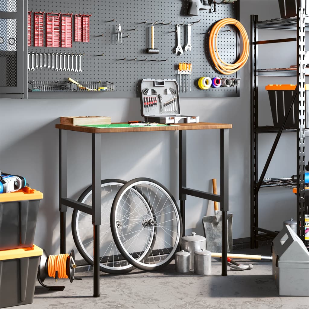 vidaXL Banc lucru maro 100x60x(71,5-98)cm lemn masiv stejar dreptunghi