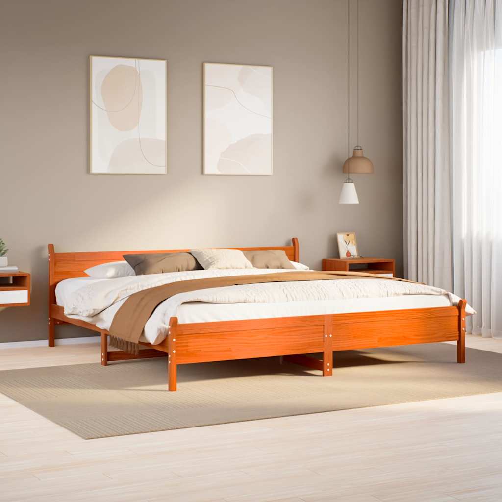 vidaXL Cadru de pat fără saltea, maro ceruit 200x200 cm lemn masiv pin vidaXL Cadru de pat fără saltea, maro ceruit 200x200 cm lemn masiv pin