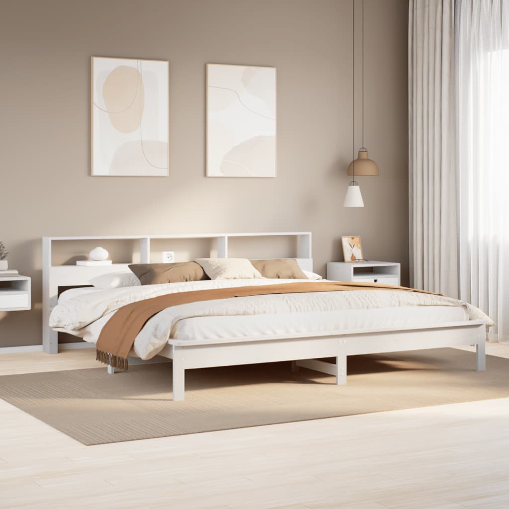 vidaXL Cadru de pat fără saltea, alb, 180x200 cm, lemn masiv pin vidaXL Cadru de pat fără saltea, alb, 180x200 cm, lemn masiv pin