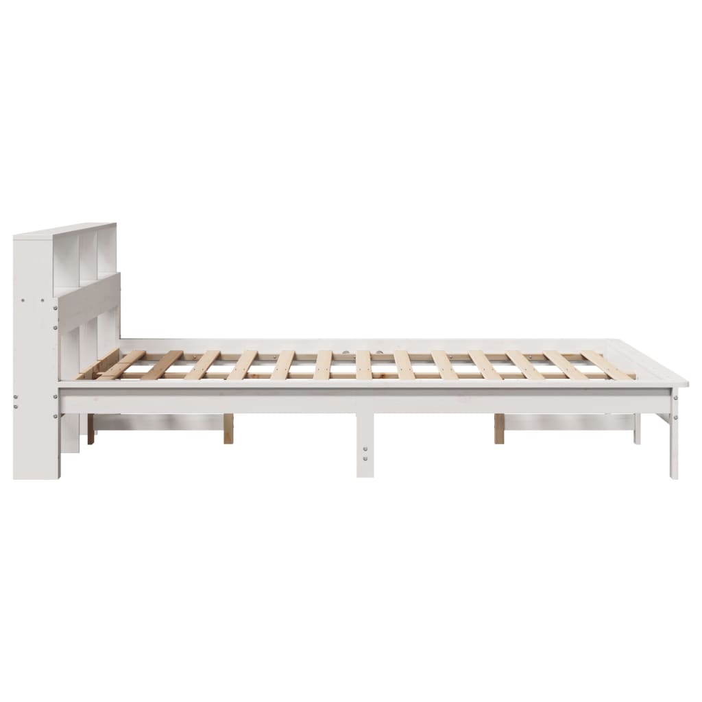 vidaXL Cadru de pat fără saltea, alb, 135x190 cm, lemn masiv de pin