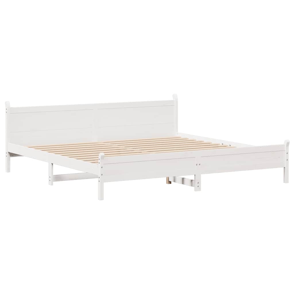 vidaXL Cadru de pat fără saltea, alb, 200x200 cm, lemn masiv pin