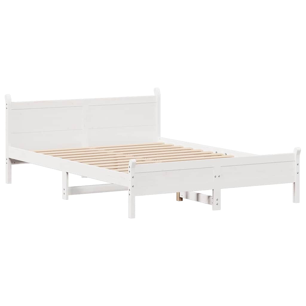 vidaXL Cadru de pat fără saltea, alb, 120x200 cm, lemn masiv pin vidaXL Cadru de pat fără saltea, alb, 120x200 cm, lemn masiv pin