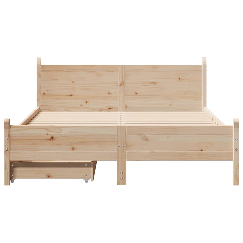 vidaXL Cadru de pat fără saltea, 140x190 cm, lemn masiv de pin
