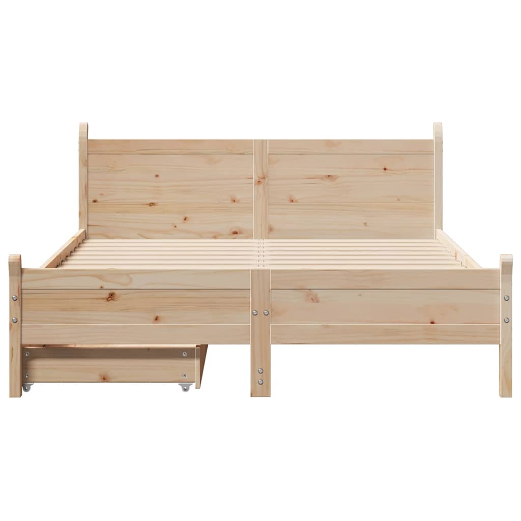 vidaXL Cadru de pat fără saltea, 135x190 cm, lemn masiv de pin vidaXL Cadru de pat fără saltea, 135x190 cm, lemn masiv de pin