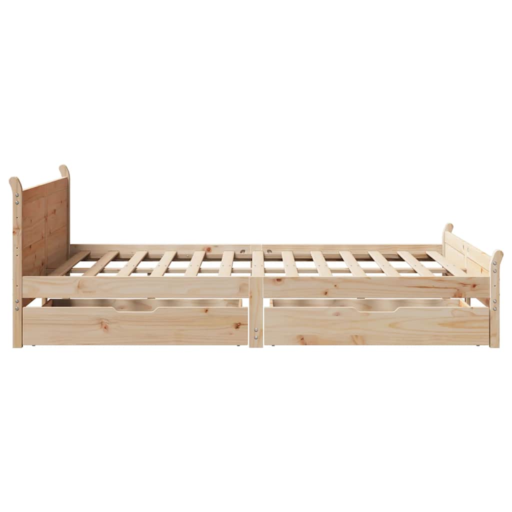 vidaXL Cadru de pat fără saltea, 135x190 cm, lemn masiv de pin vidaXL Cadru de pat fără saltea, 135x190 cm, lemn masiv de pin