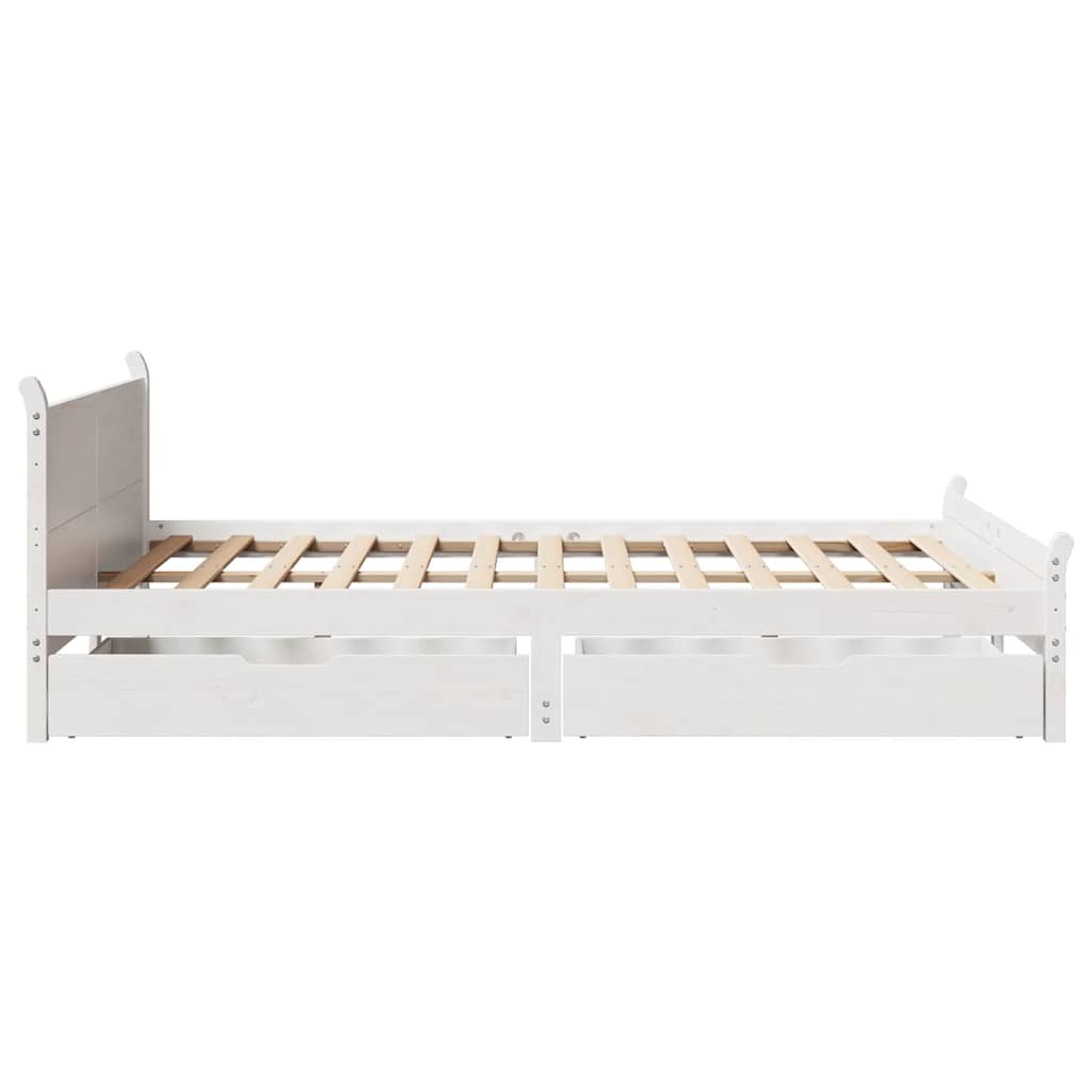 vidaXL Cadru de pat fără saltea, alb, 135x190 cm, lemn masiv de pin