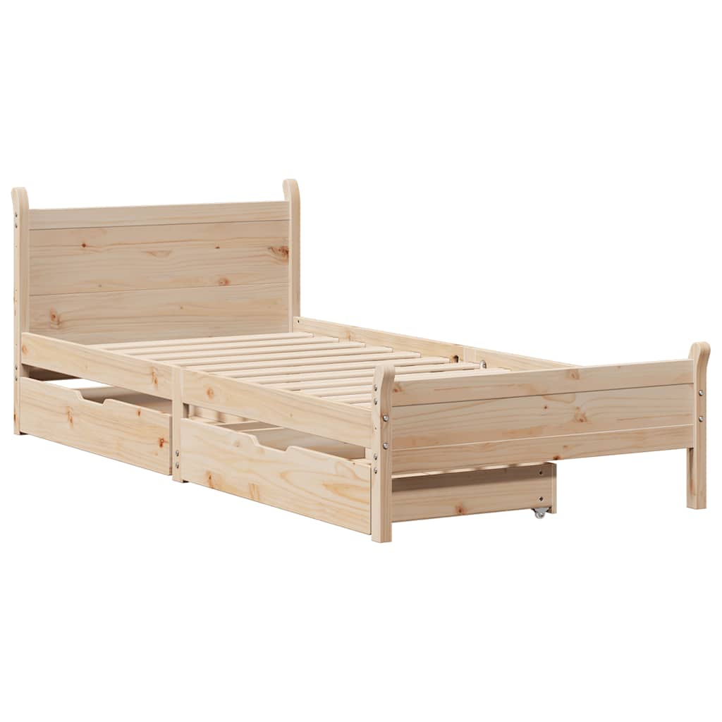 vidaXL Cadru de pat fără saltea, 75x190 cm, lemn masiv de pin